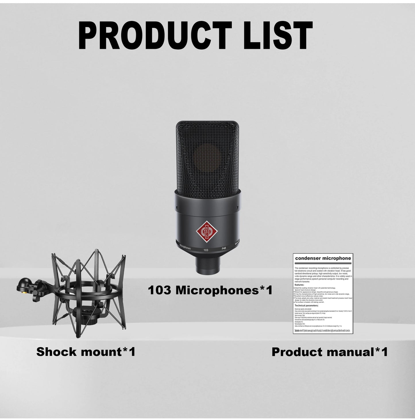 TLM-103 XLR Condenser Microphone, Professional Cardioid Studio Mic for Recording, Podcasting, Voice Over, Streaming, Home Studio