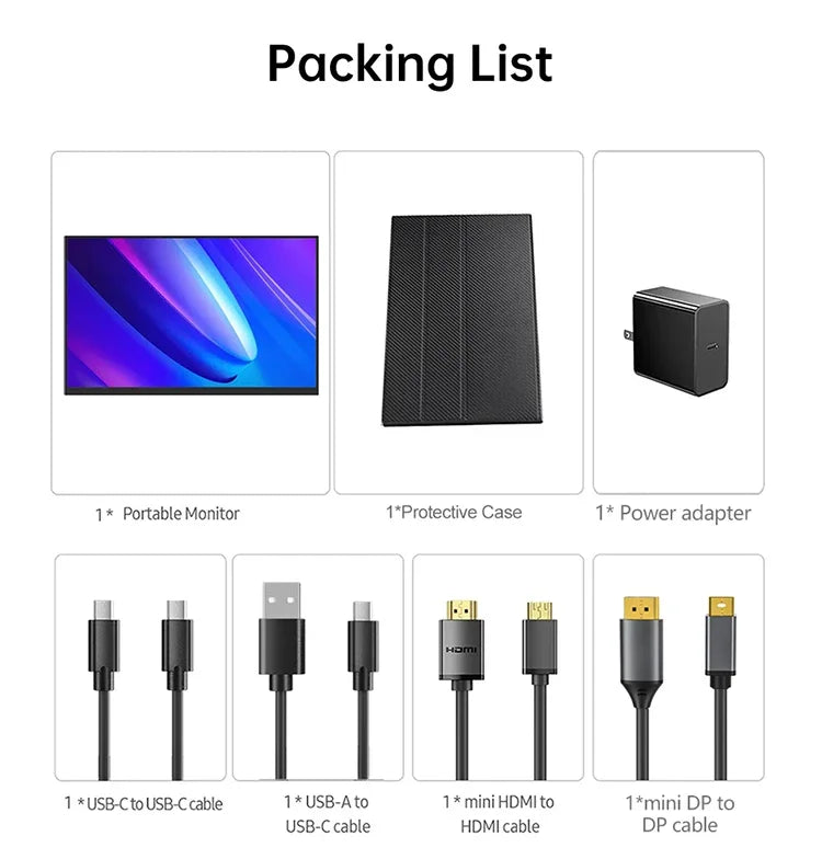 15.6 Inch 4K AMOLED Touch Screen Portable Monitor 3840*2160P 400Nit HDR 100000:1 1MS Gaming Display For PC Laptop Phone PS5 Xbox