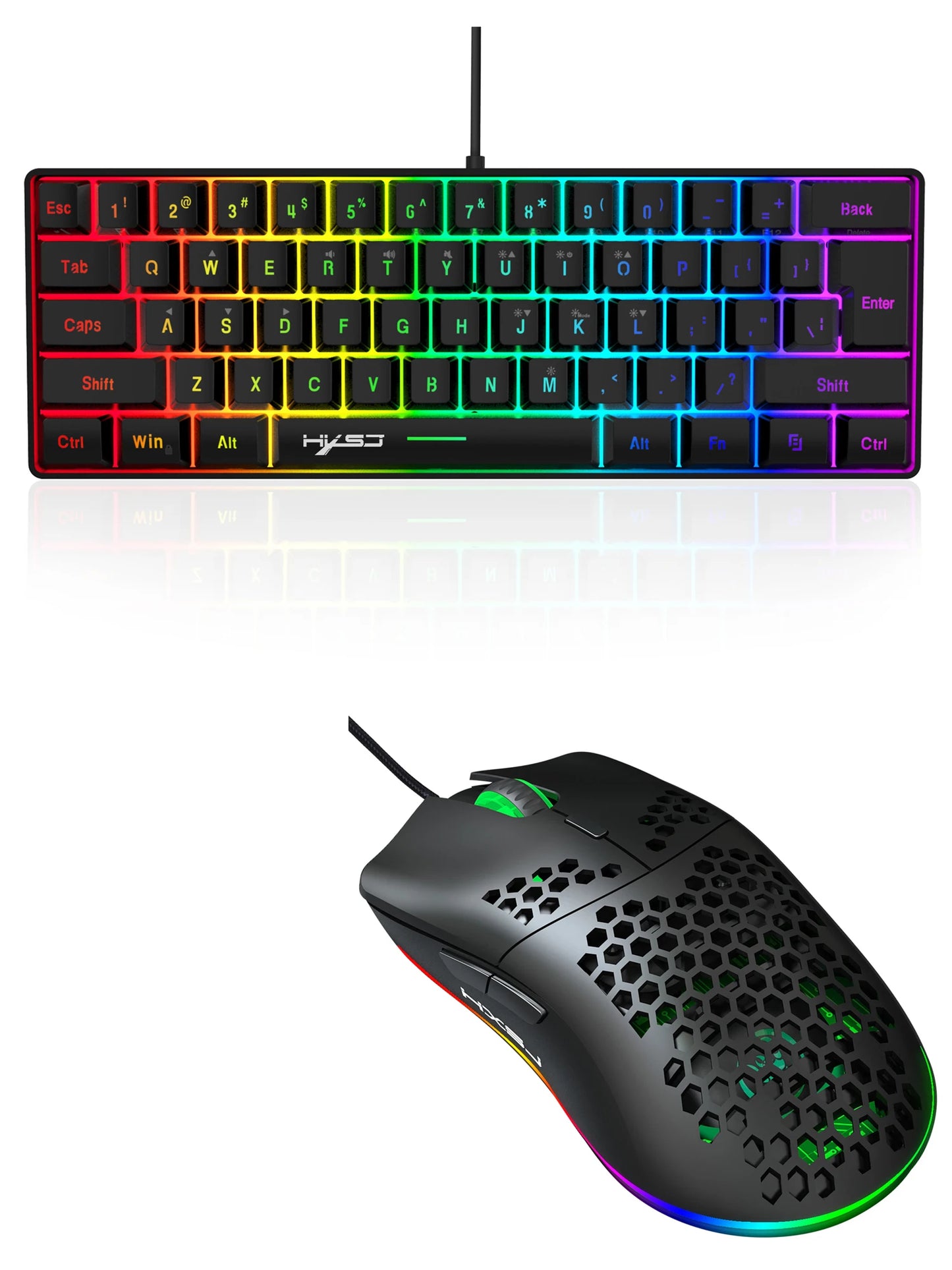 Gaming Keyboard And Mouse Combo,Mini Wired 61 Keyboard RGB Backlit 6400 CPI Mouse, Keyboard And Mouse Gaming For box PC Lapt