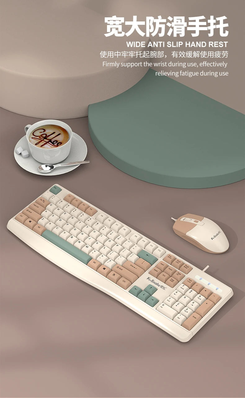 K-snake KM300 Wired Keyboard and Mouse Set USB Ergonomic Desktop Laptop Keyboard and Mouse Home Office