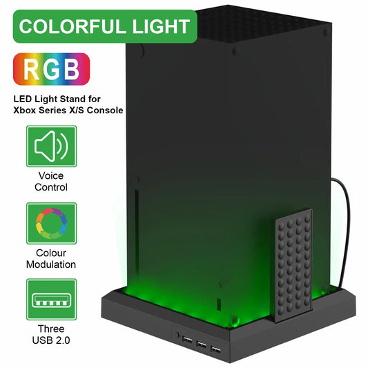 RGB Light Stand Station for Xbox Series X/S Console With 3 Ports USB Hub Colorful LED Base For Xbox Series X/S Game Accessories