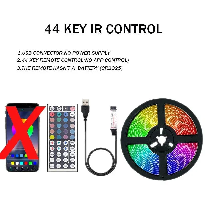 Bluetooth USB LED Strip Light 5050 SMD 5V RGB LED Lights Flexible LED Lamp Tape Ribbon TV Backlight Diode for Home Room Decor