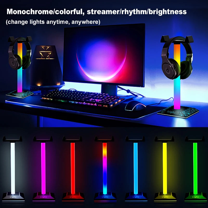 USB LED Lights Gaming Headset Stand RGBIC Lights Gaming Headset Stand Decoration Gaming For Gaming Room Accessories New