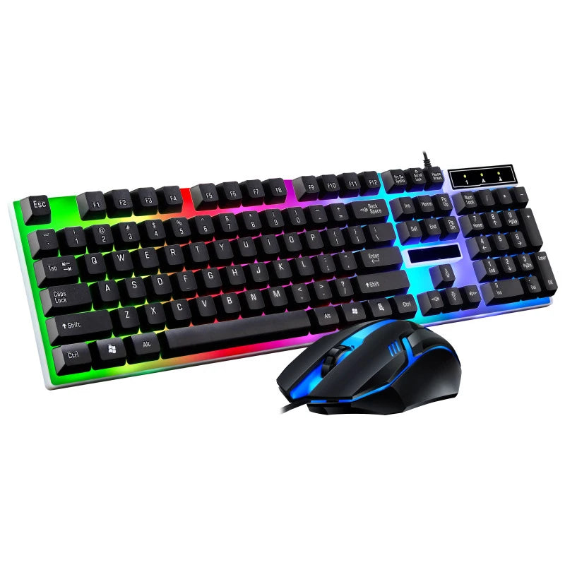 USB Wired Gaming Keyboard and Mouse Set, RGB Backlit Mechanical Keyboard with Blue Switch,Ergonomic Mouse for PC/Lapto