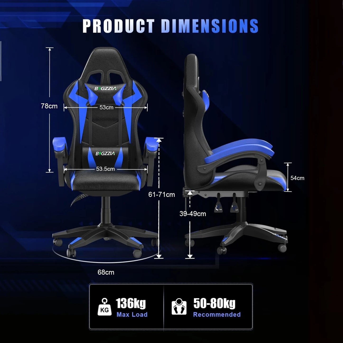 Gaming Chair with LED Gaming Chair Gamer Chairs RGB Light Lighting Computer Chair Height Adjustable Ergonomic Office Chair