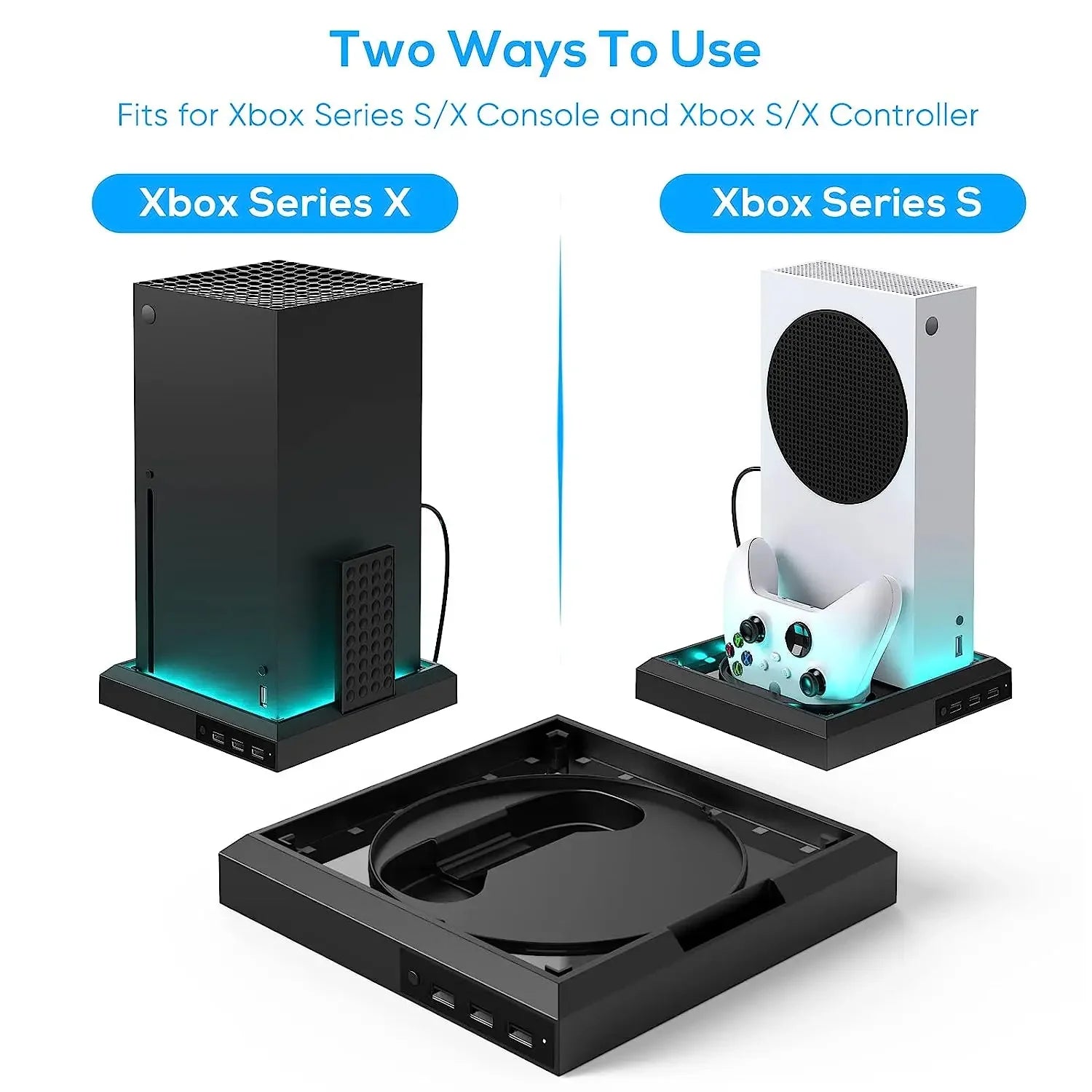 RGB Light Stand Station for Xbox Series X/S Console With 3 Ports USB Hub Colorful LED Base For Xbox Series X/S Game Accessories