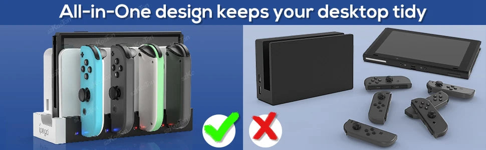 Controller Charger Dock Compatible with Nintendo Switch OLED Joycons Charging Stand Station for Nintendo Switch Accessories