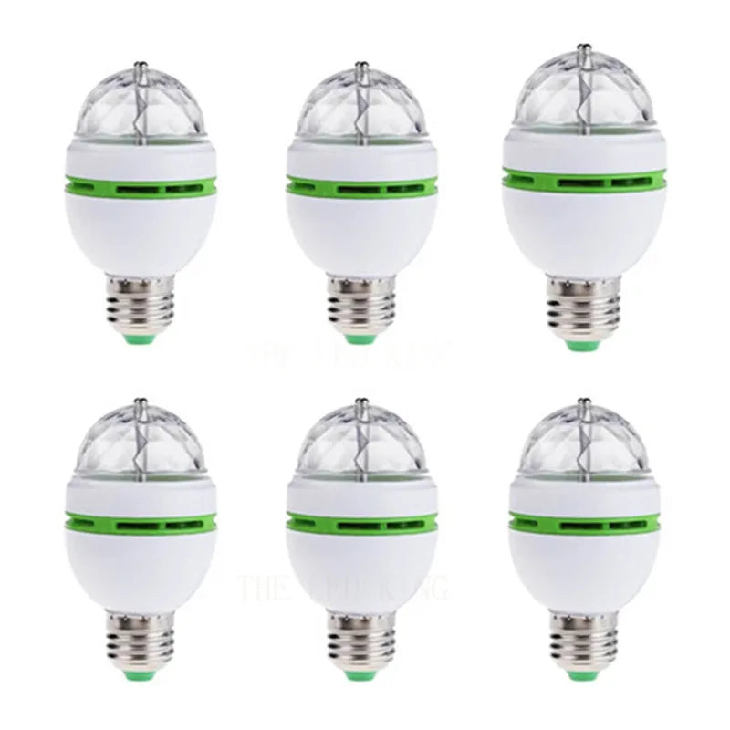 Birthday Party E27 Colorful Auto Rotating RGB LED Stage Light Effect Disco Lamp Crystal Magic Ball Club Bulb DJ AC 85-265V