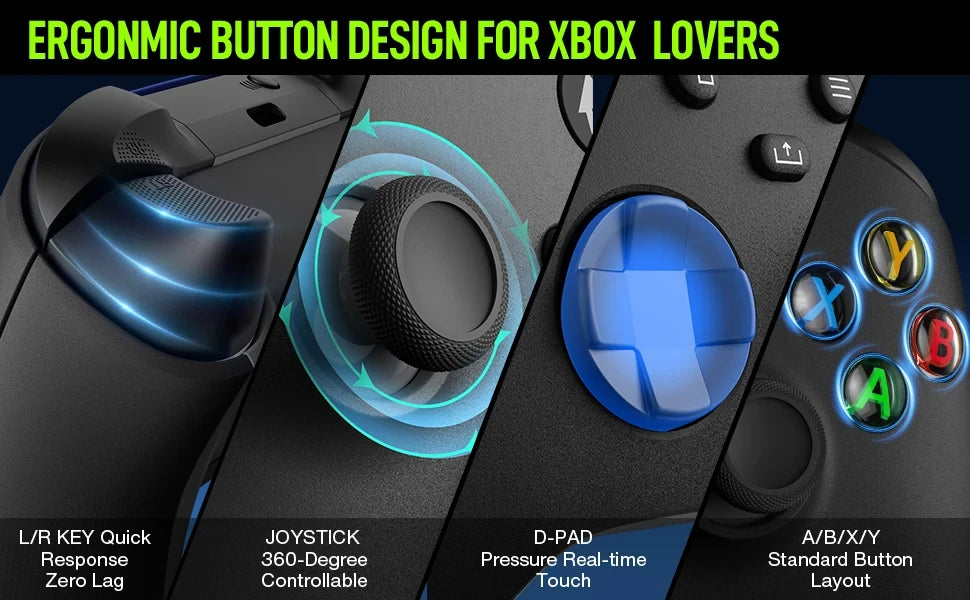 2025 New Wireless Controller Compatible with Xbox One, Xbox Series X/S, Xbox One X/S, PC with 2.4GHz Wireless Adapter Gamepad