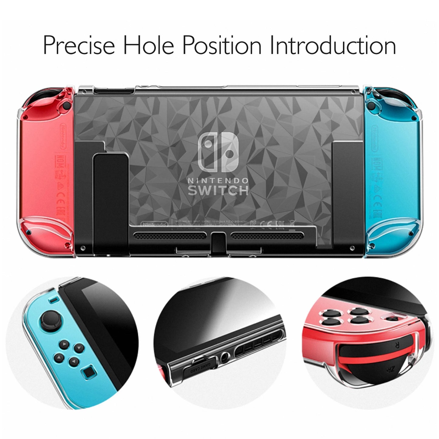 Case Compatible with Nintendo Switch Dockable Clear Protective Case Cover for Nintendo Switch and Joy-Con Controller