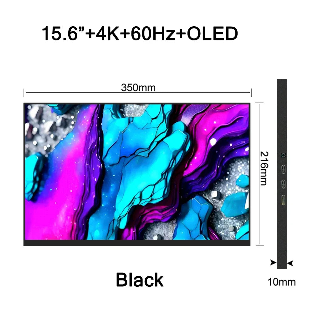 15.6 Inch 4K AMOLED Touch Screen Portable Monitor 3840*2160P 400Nit HDR 100000:1 1MS Gaming Display For PC Laptop Phone PS5 Xbox