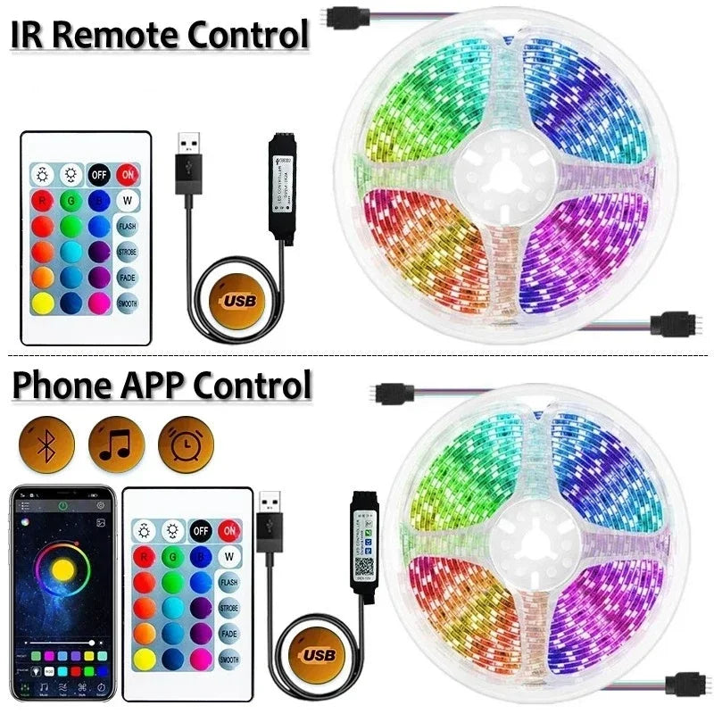 Bluetooth USB LED Strip Light 5050 SMD 5V RGB LED Lights Flexible LED Lamp Tape Ribbon TV Backlight Diode for Home Room Decor